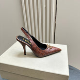 ANGELINA 10 CM SLINGBACK IN PENNY BROWN CROCODILE PATTERN CALFSKIN